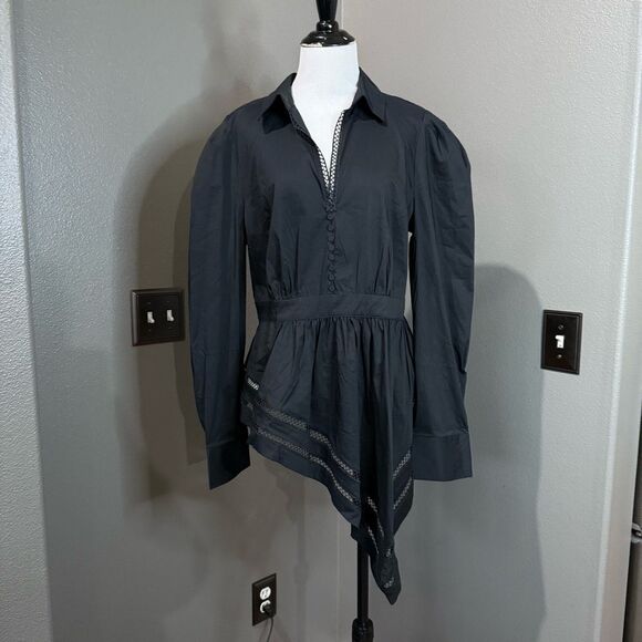Venus Black Asymmetrical Blouse - Picture 1 of 10